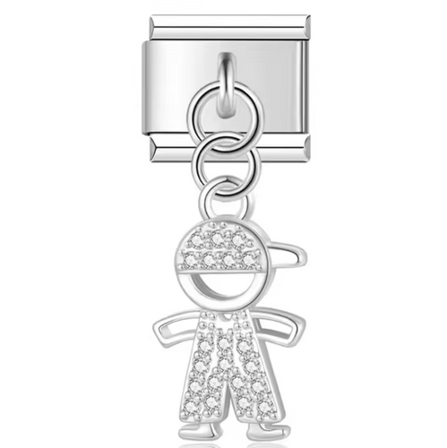 Charm Italian Bracelet Niño Colgante Zirconia