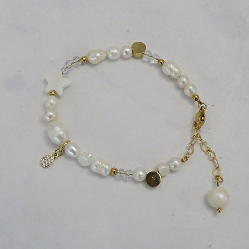 Pulsera Acero Inoxidable Perlas Mix