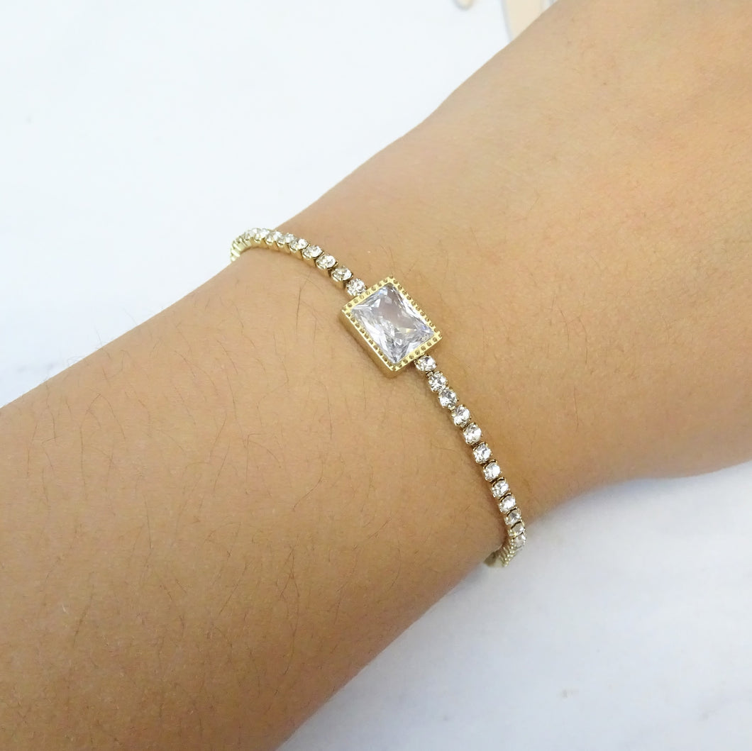 Pulsera Acero Inoxidable Tenis con Baguette