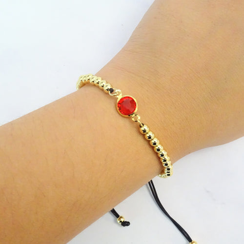 Pulsera Acero Inoxidable Circulo Rojo