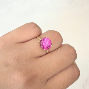 Anillo Plata 925 con Chapa de Oro Solitario Rosa