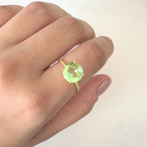 Anillo Plata 925 con Chapa de Oro Solitario Verde