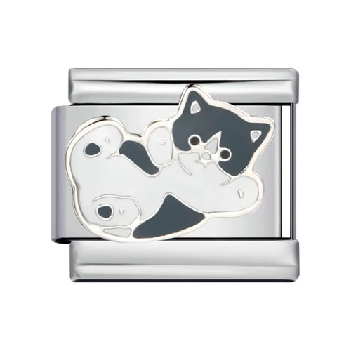 Charm Italian Gatito Gris con Blanco