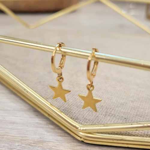 Aretes Chapa de Oro Estrellita